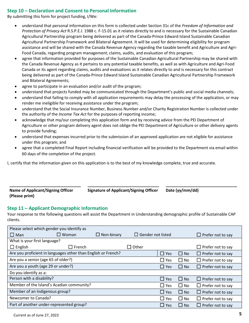 Application Form - Future Farmer Program - Prince Edward Island, Canada, Page 5