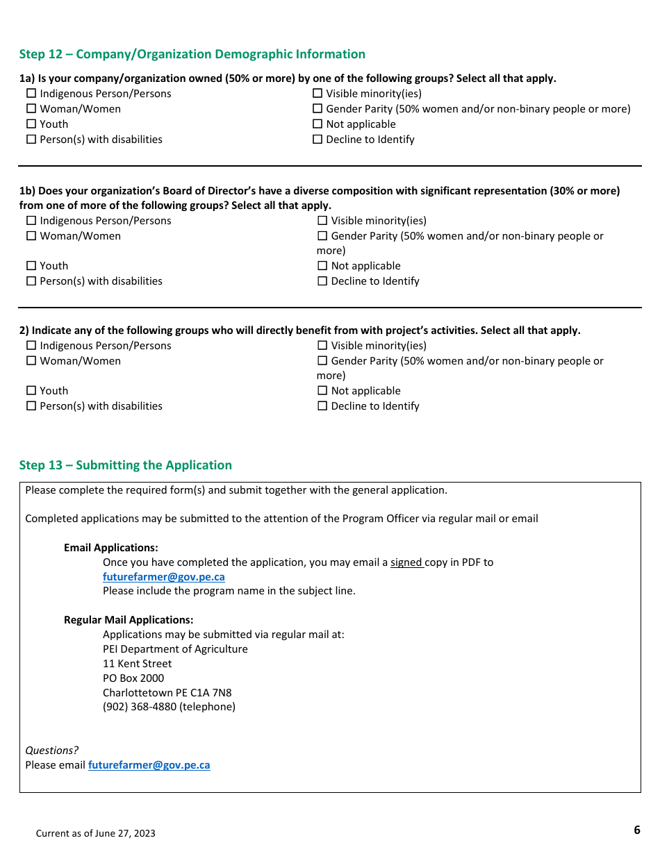 Application Form - Future Farmer Program - Prince Edward Island, Canada, Page 6