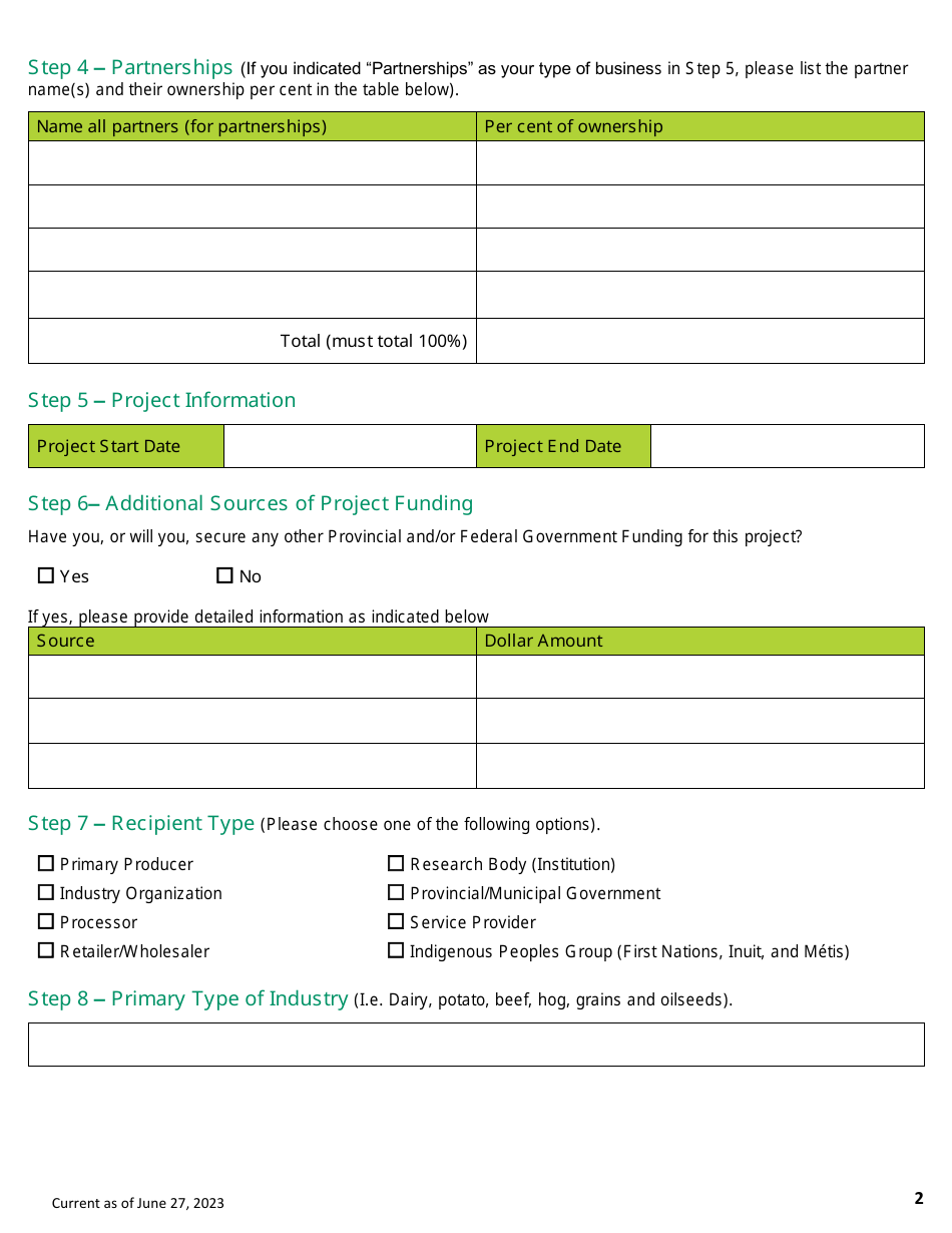 Application Form - Assurance Systems Program - Prince Edward Island, Canada, Page 2