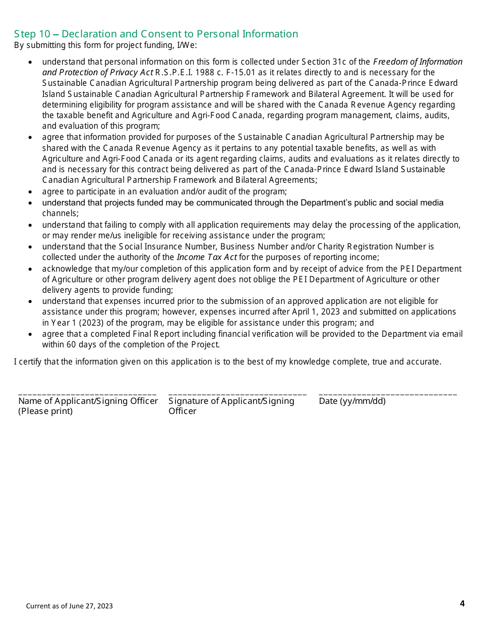 Application Form - Assurance Systems Program - Prince Edward Island, Canada, Page 4