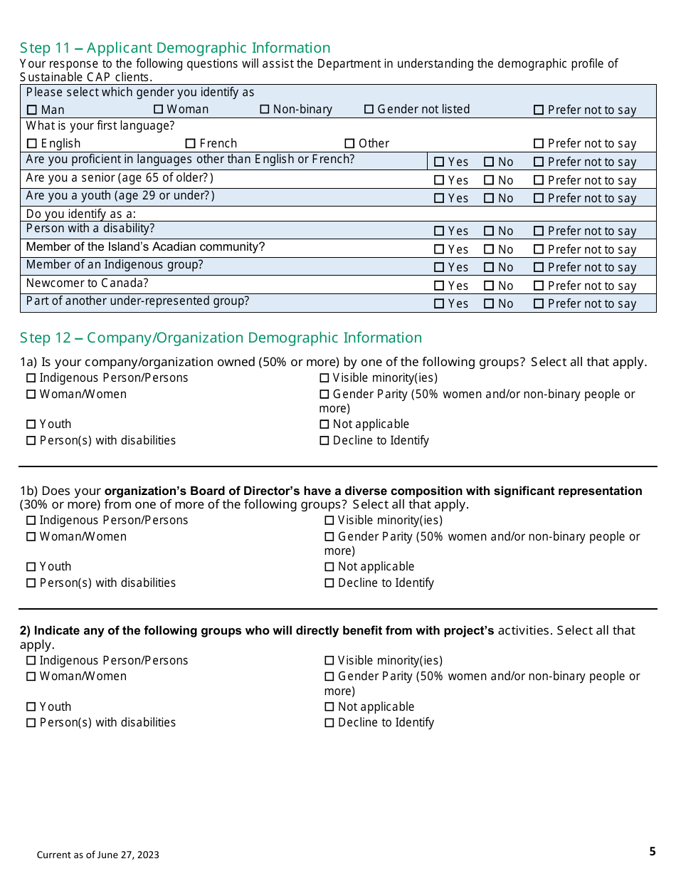 Application Form - Assurance Systems Program - Prince Edward Island, Canada, Page 5