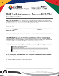 Form B Reference Form - Nwt Youth Ambassadors Program - Northwest Territories, Canada