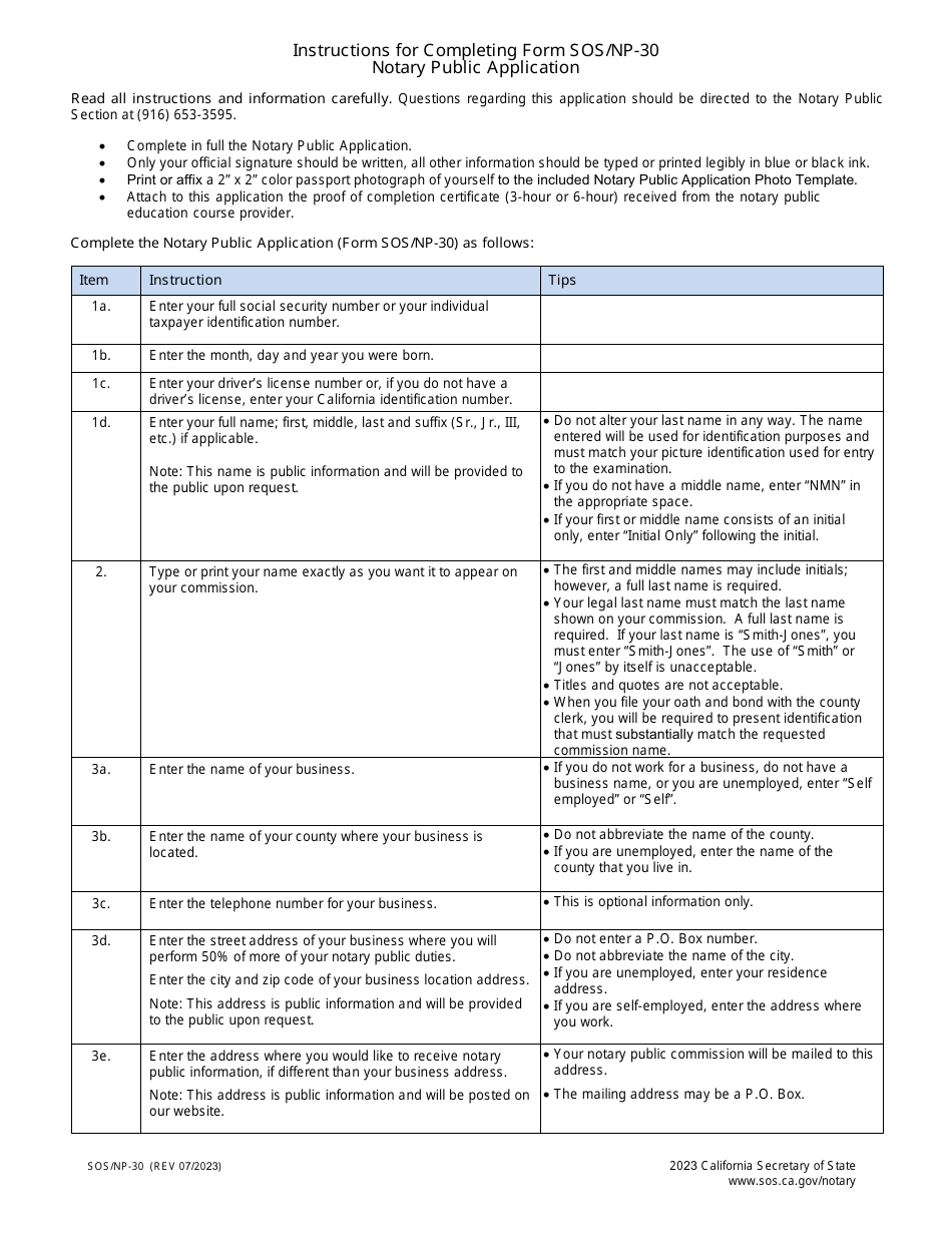 Form SOS / NP-30 Notary Public Application - California, Page 3