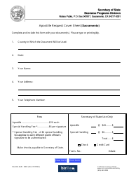 Document preview: Apostille Request Cover Sheet (Sacramento) - California