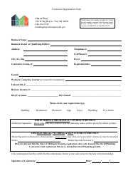 Document preview: Contractor Registration Form - City of Troy, Michigan