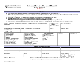 DCYF Form 15-280 Unlicensed Caregiver Placement Checklist - Washington, Page 3