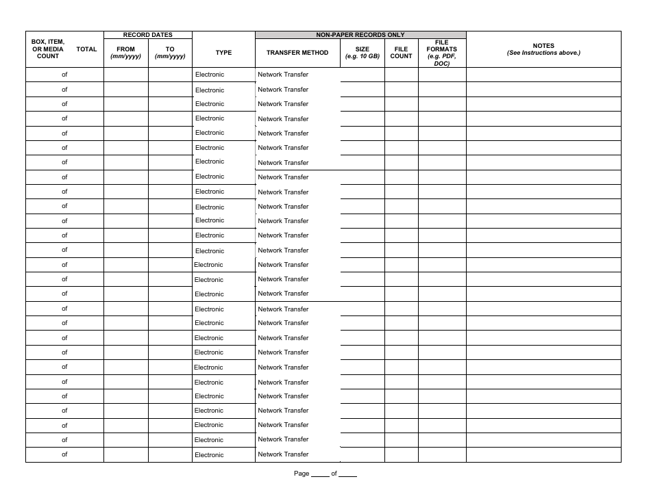 State Form 48883 State Archives Record Transmittal and Receipt - Indiana, Page 2