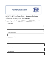 De Ovbhcd Affordability Standards Data Submission Request for Waiver - Delaware