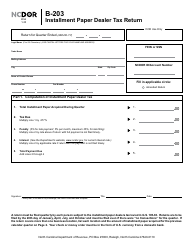 Form B-203 Installment Paper Dealer Tax Return - North Carolina, Page 2