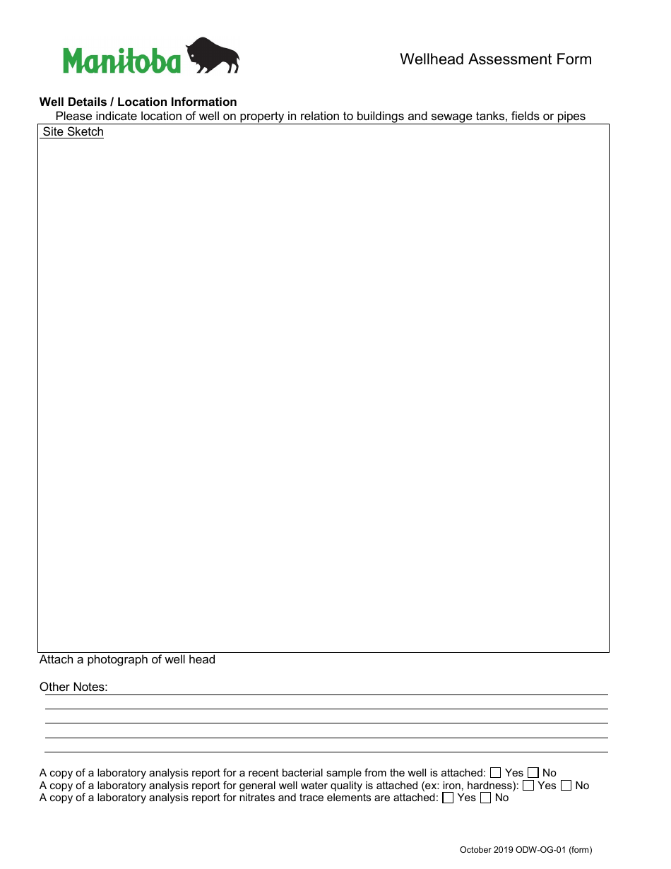 Form ODW-OG-01 Wellhead Assessment Form - Manitoba, Canada, Page 2