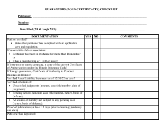 Guarantors (Bond Certificates) Checklist - Cook County, Illinois