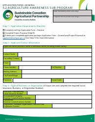 Application Form - Agriculture Awareness Sub-program - Prince Edward Island, Canada