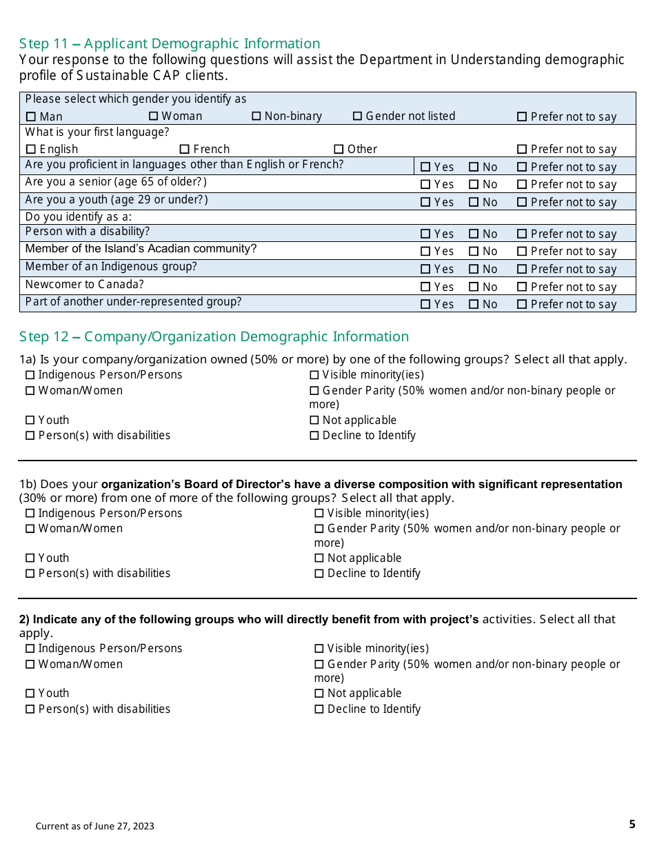 Application Form - Agriculture Awareness Sub-program - Prince Edward Island, Canada, Page 5