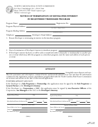 Document preview: Form REC1.44 Notice of Termination of Developer Interest in Registered Timeshare Program - North Carolina