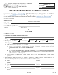 Form REC1.38 Application for Registration of Timeshare Program - North Carolina, Page 2