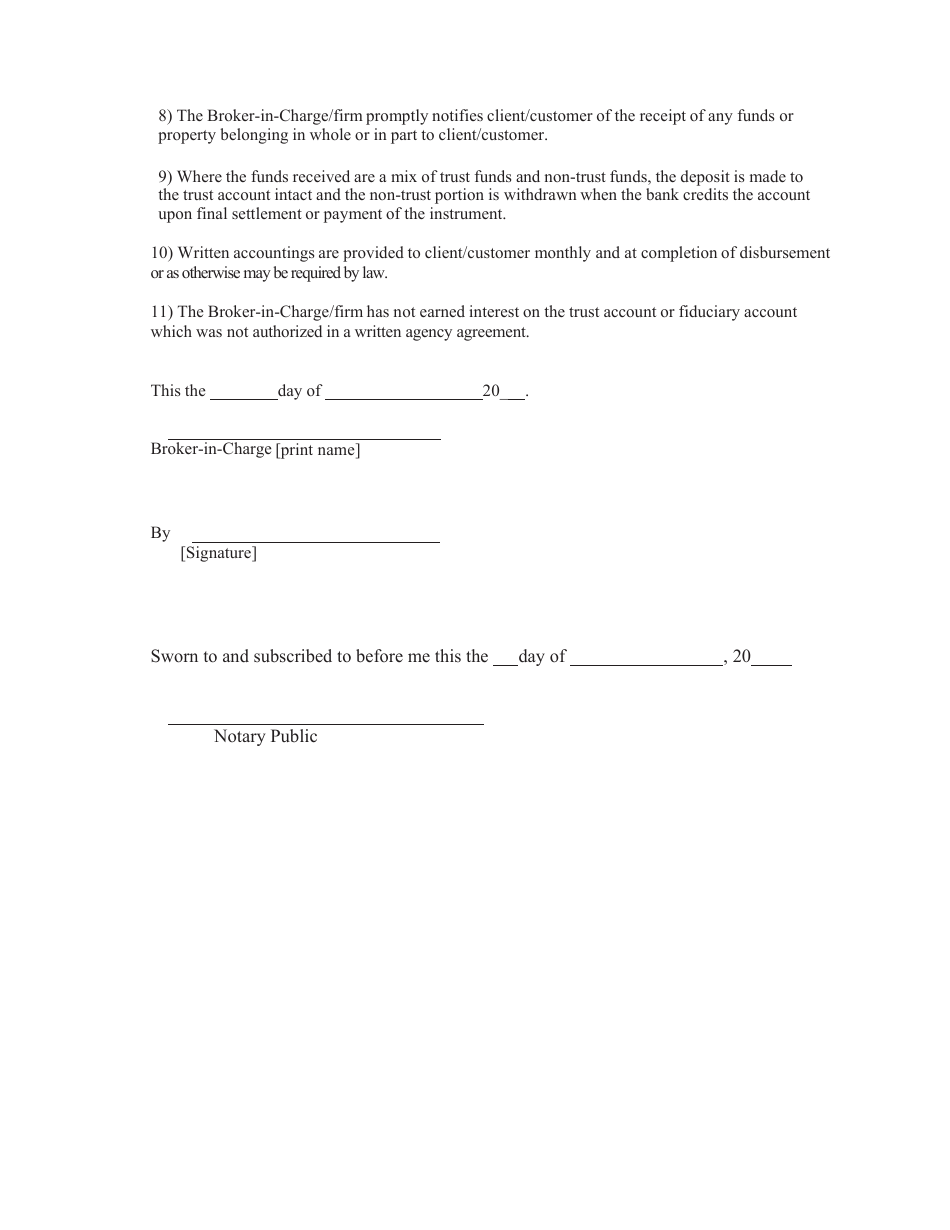Broker-In-charges Representation Form - North Carolina, Page 2