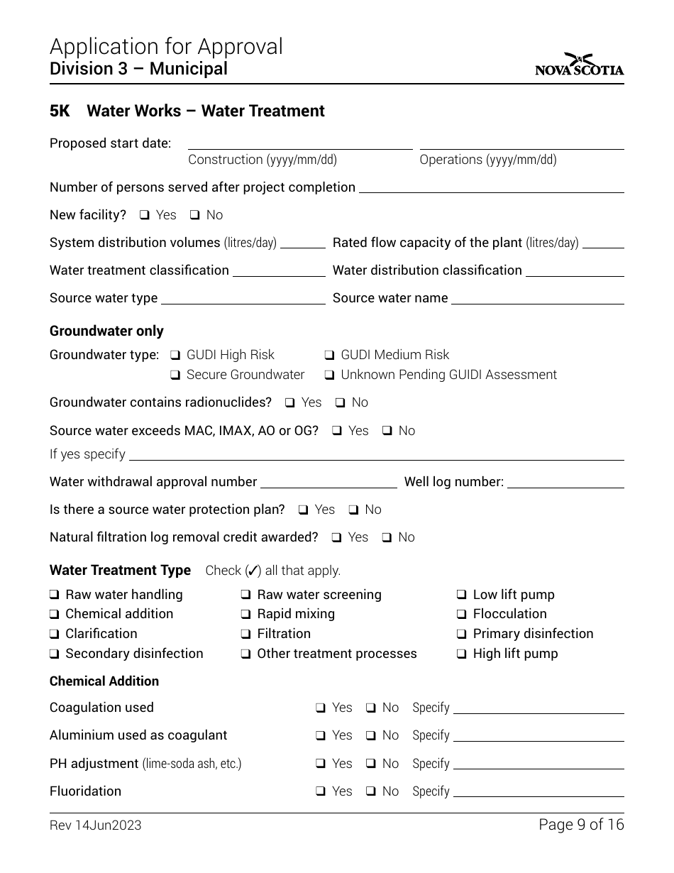 Application for Approval - Division 3 - Municipal - Nova Scotia, Canada, Page 9
