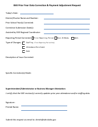 Document preview: Isee Prior Year Data Correction & Payment Adjustment Request - Idaho