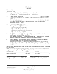 Form WPF GR34.0200 Motion and Declaration for Waiver of Civil Fees and Surcharges (Qlsp Filing) - Washington (English/Vietnamese), Page 2