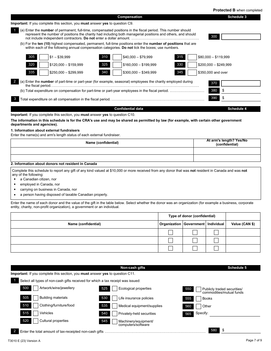 Form T3010 Registered Charity Information Return - Canada, Page 7