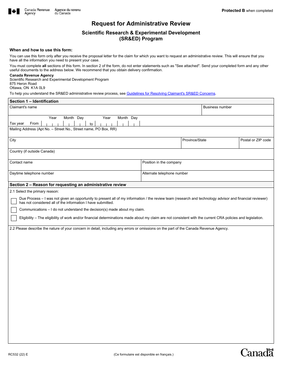 Form RC532 - Fill Out, Sign Online and Download Fillable PDF, Canada ...