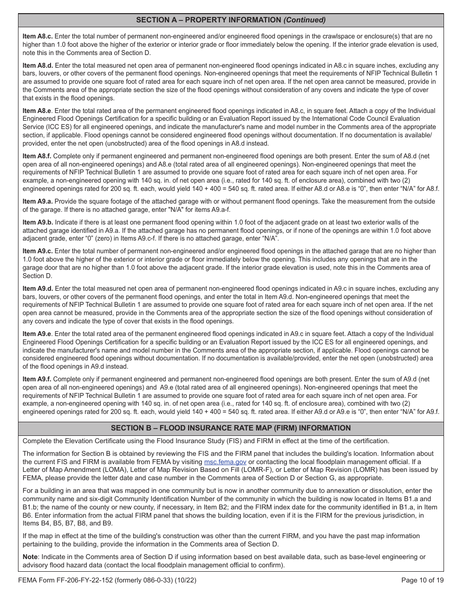 FEMA Form FF-206-FY-22-152 Elevation Certificate - National Flood Insurance Program, Page 11