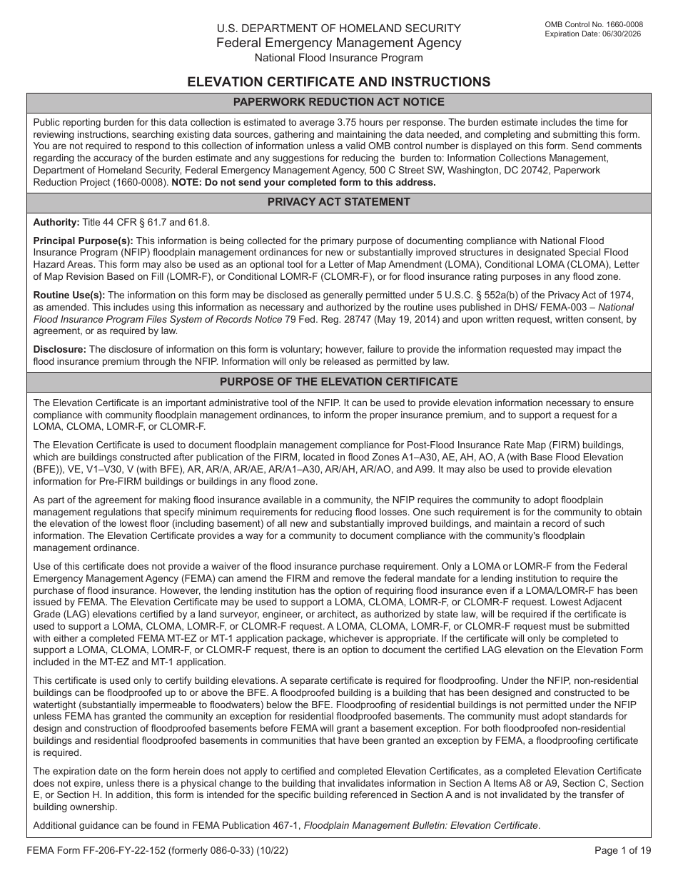 FEMA Form FF-206-FY-22-152 Elevation Certificate - National Flood Insurance Program, Page 2