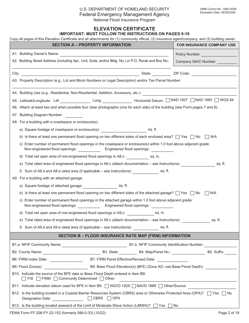 FEMA Form FF-206-FY-22-152 Elevation Certificate - National Flood Insurance Program, Page 3