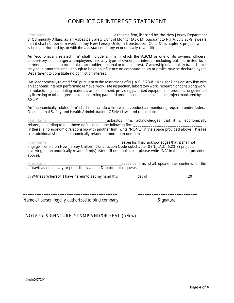 Application for Asbestos Safety Control Monitor (Ascm) Pursuant to N.j.a.c. 5:23-8 - New Jersey, Page 4