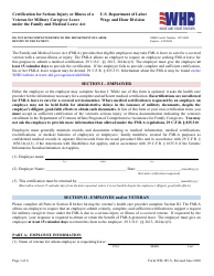 Document preview: Form WH-385-V Certification for Serious Injury or Illness of a Veteran for Military Caregiver Leave Under the Family and Medical Leave Act