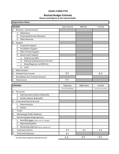 Exhibit 2 Revised Budget Estimate - New Mexico, 2024