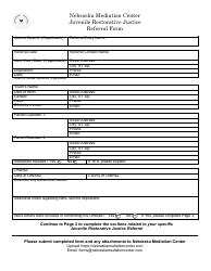 Nebraska Mediation Center Juvenile Restorative Justice Referral Form - Nebraska