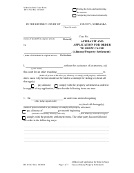Form DC6:5.42 Affidavit and Application for Order to Show Cause (Alimony/Property Settlement) - Nebraska
