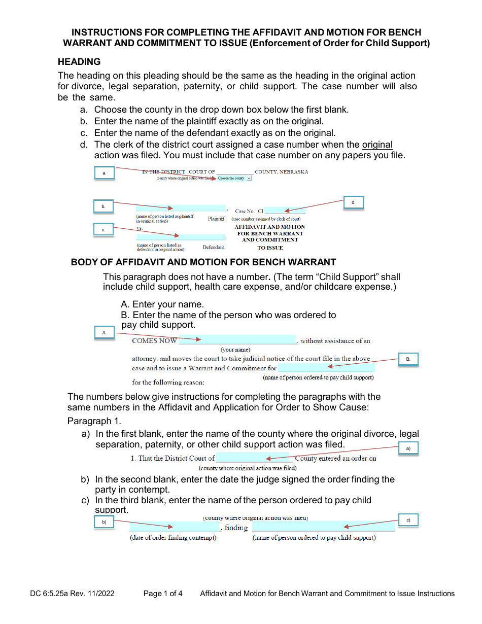 Download Instructions for Form DC65.25 Affidavit and Motion for Bench