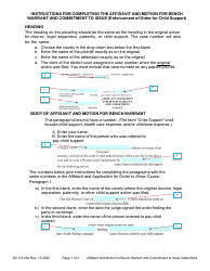 Instructions for Form DC6:5.25 Affidavit and Motion for Bench Warrant and Commitment to Issue (Enforcement of Order for Child Support) - Nebraska