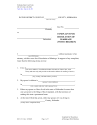 Form DC6:5.1 Complaint for Dissolution of Marriage (With Children) - Nebraska