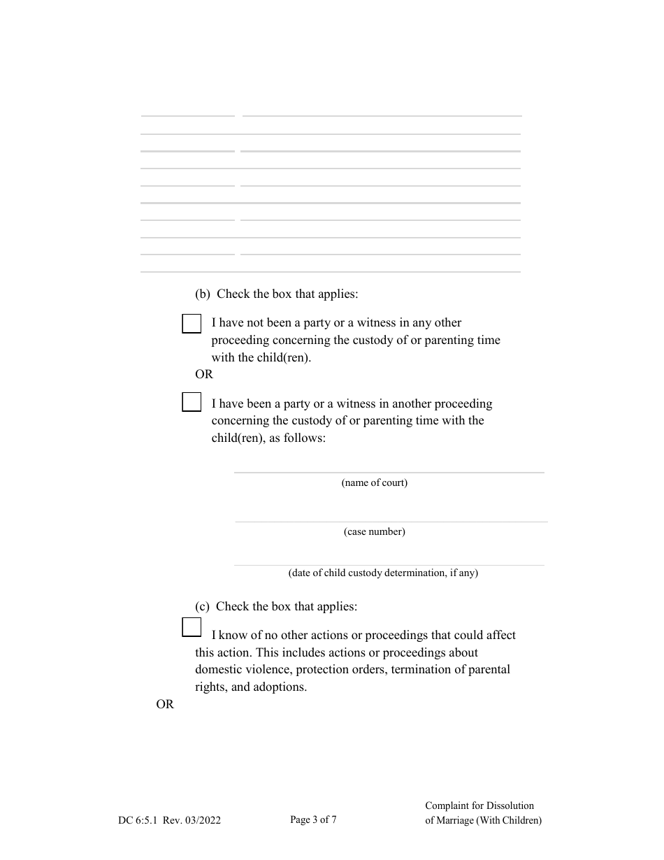 Form DC6:5.1 Complaint for Dissolution of Marriage (With Children) - Nebraska, Page 3