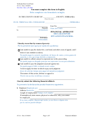 Form CC6:1 Financial Affidavit - Nebraska (English/Spanish)