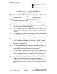 Form DC6:5.37 Parenting Plan Parent-Created - Nebraska