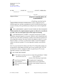 Document preview: Form CC3:8N Request for Hearing on Garnishment - Nebraska