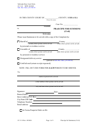 Document preview: Form CC3:31 Praecipe for Summons (Civil) - Nebraska