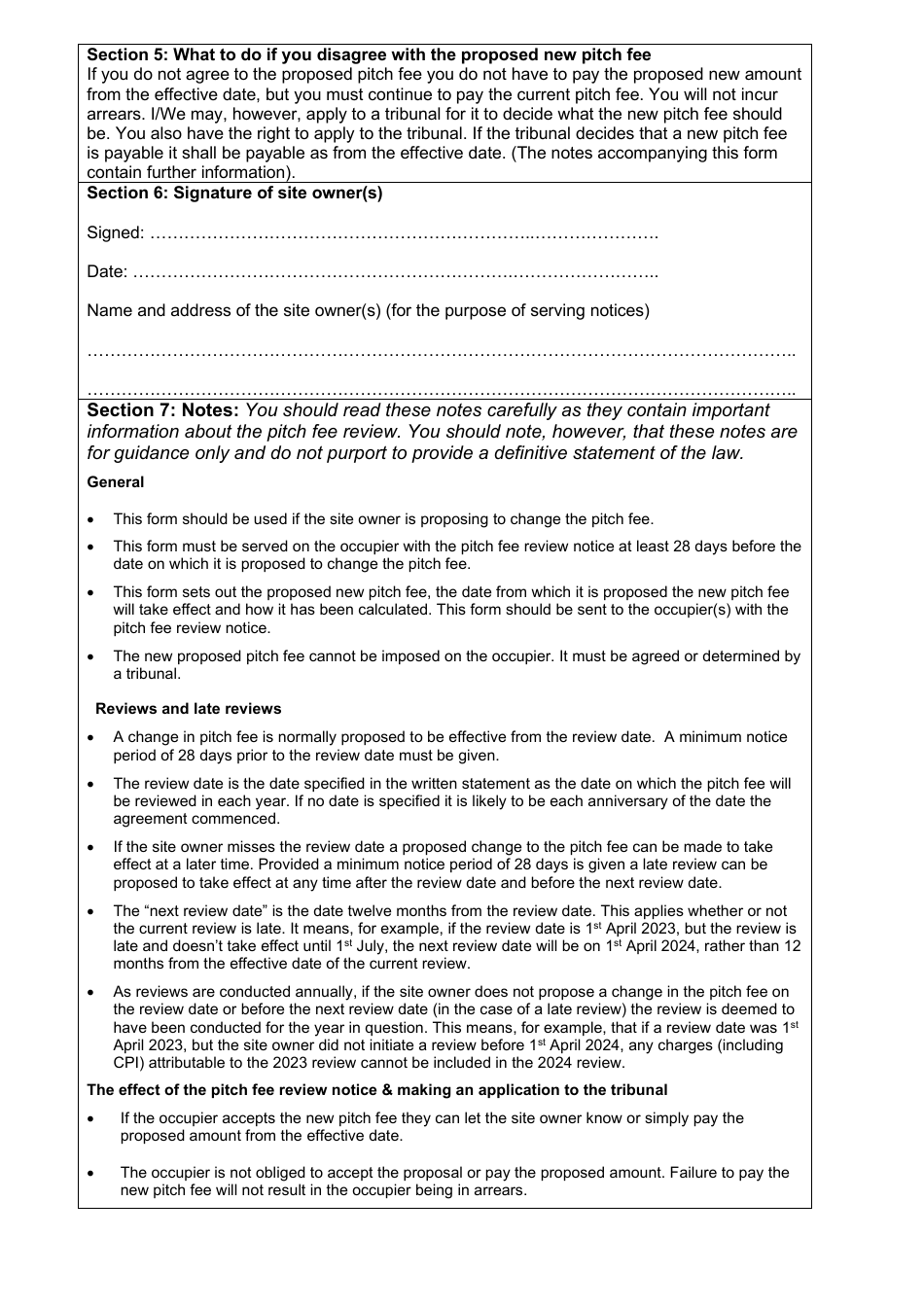 Pitch Fee Review Form - United Kingdom, Page 3