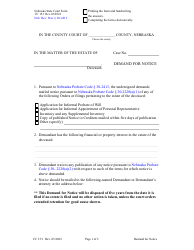 Form CC15:1 Demand for Notice - Nebraska