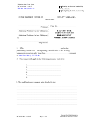 Form DC19:23 Request for Modification to Harassment Protection Order - Nebraska
