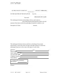 Document preview: Form CC15:3 Release of Claim - Nebraska