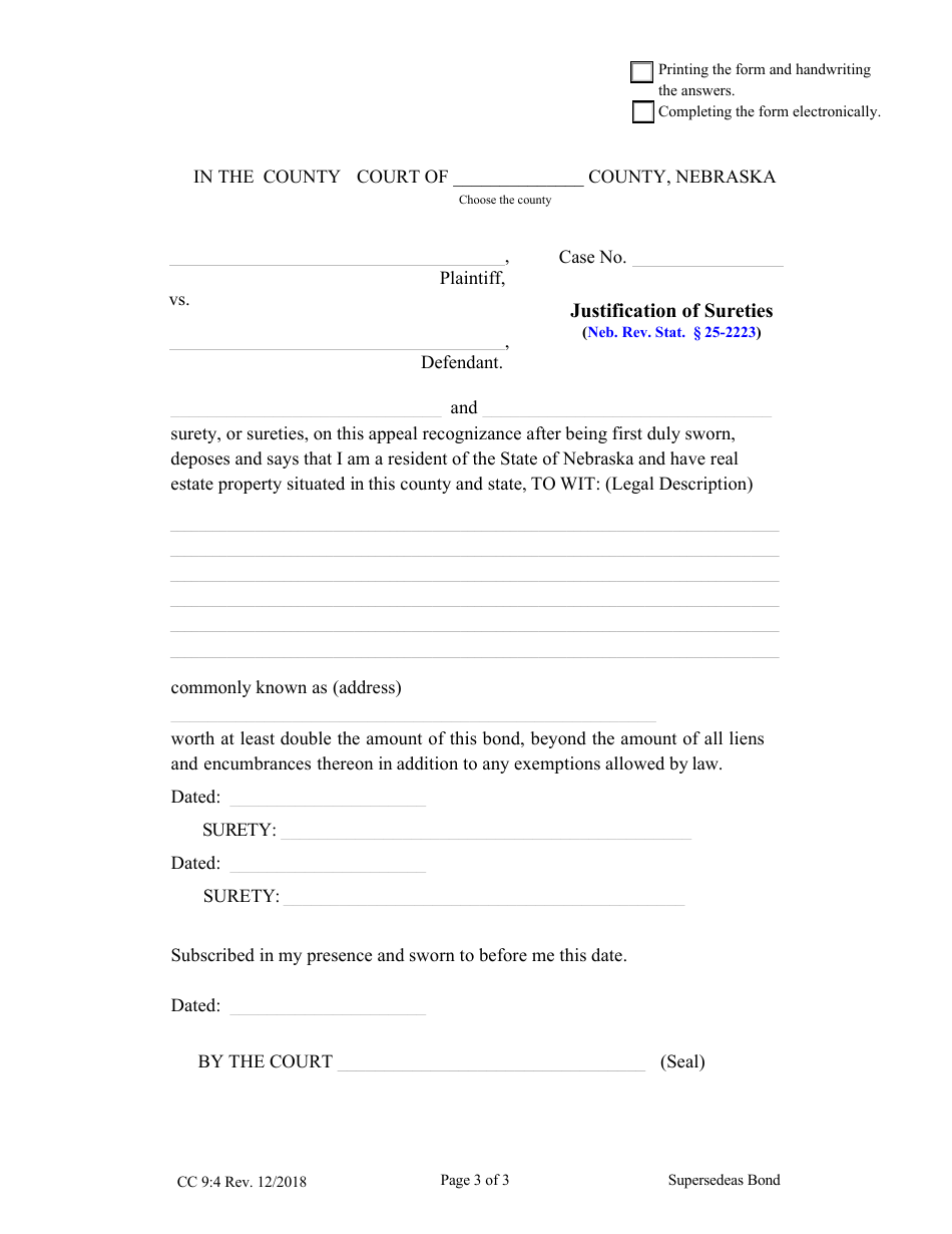 Form CC9:4 - Fill Out, Sign Online and Download Fillable PDF, Nebraska ...