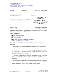 Document preview: Form JC15:12 Complaint to Intervene (Guardian or Next Friend on Behalf of Sibling) - Nebraska