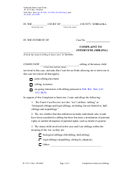 Document preview: Form JC15:11 Complaint to Intervene (Sibling) - Nebraska
