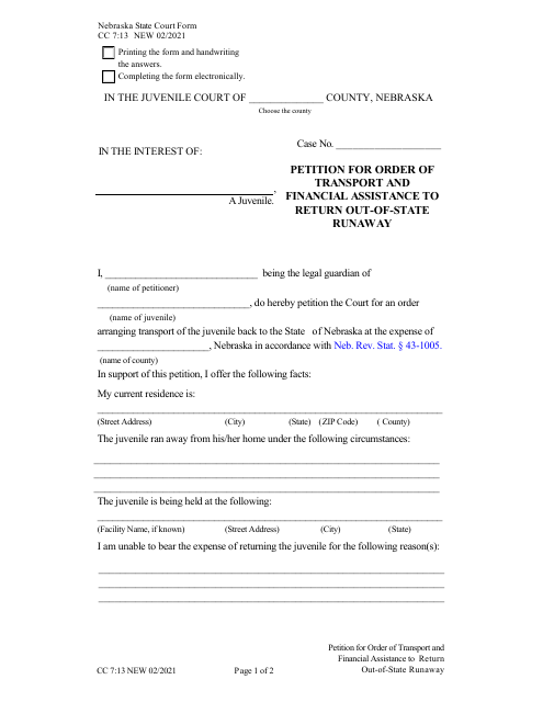 Form CC7:13  Printable Pdf