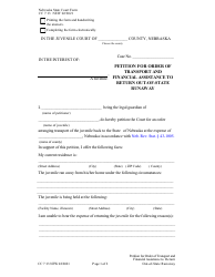 Form CC7:13 Petition for Order of Transport and Financial Assistance to Return Out-of-State Runaway - Nebraska